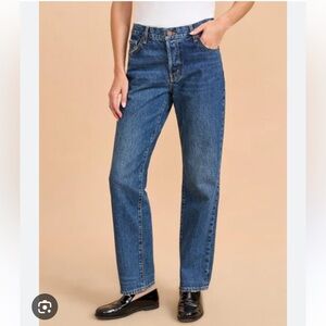 La Ligne Francois Mid-Rise Straight Jeans in Blue
